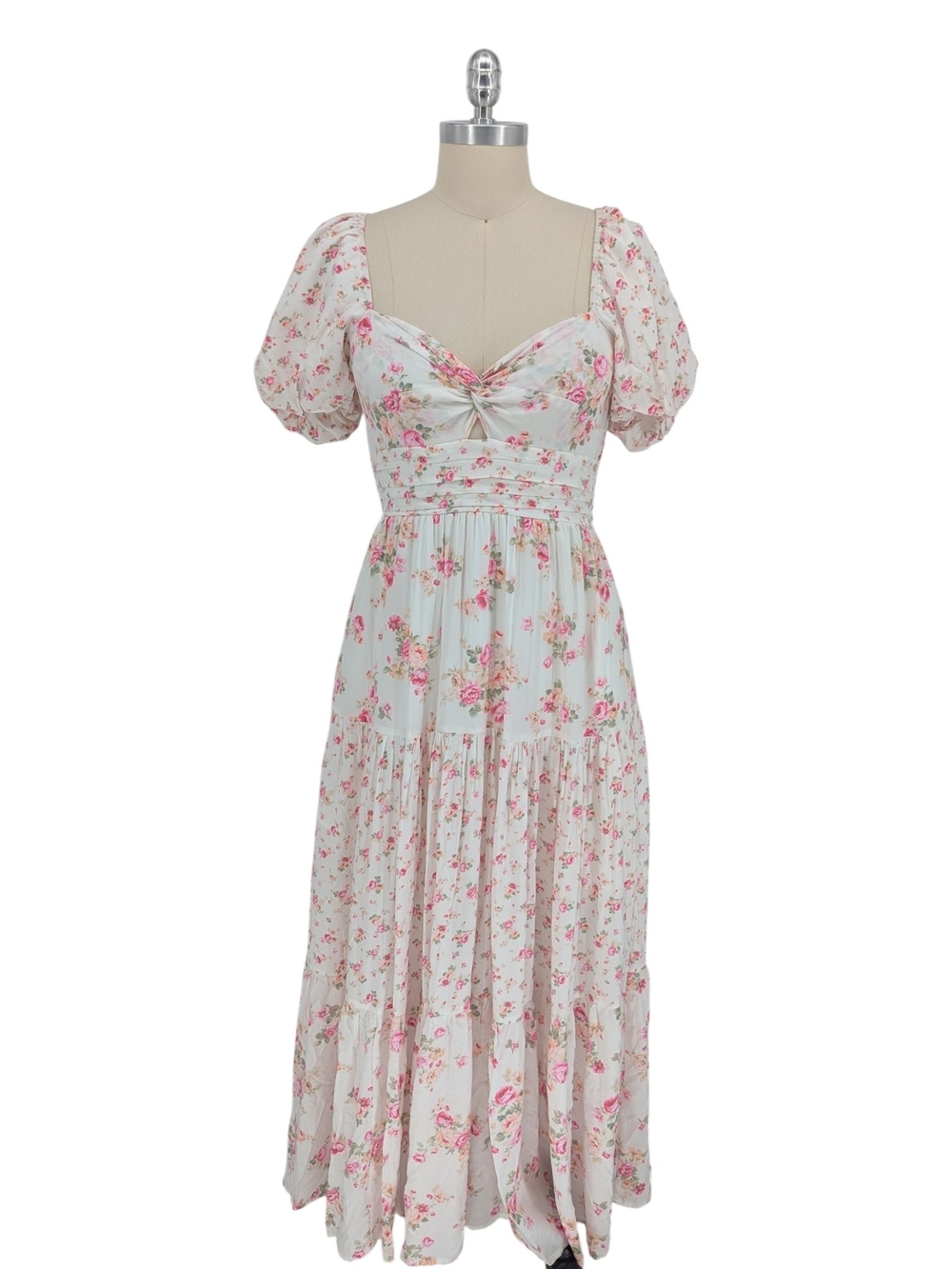 19962 Altar'd State Floral Maxi Dress White Pink size Medium bohemian summer - Picture 1 of 8